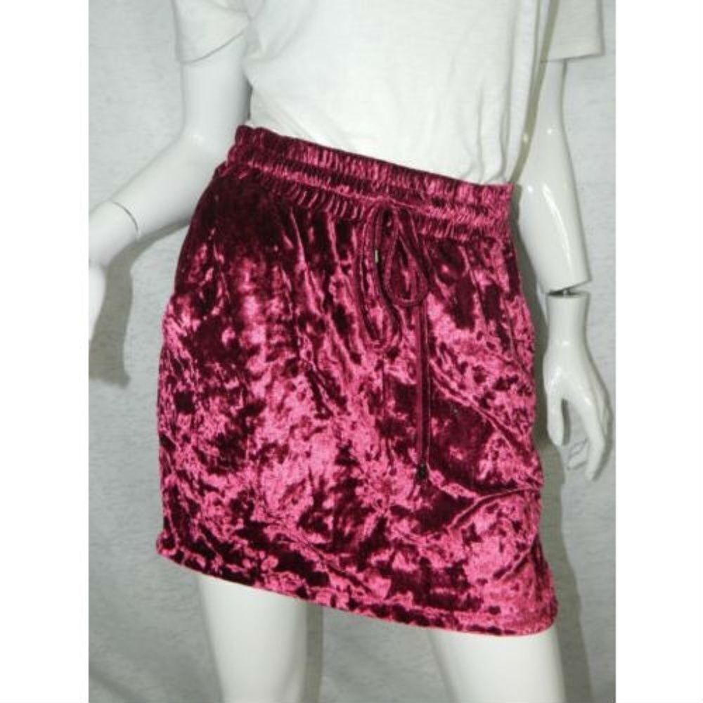 LF Store Burgundy Velvet Mini Skirt Size Medium